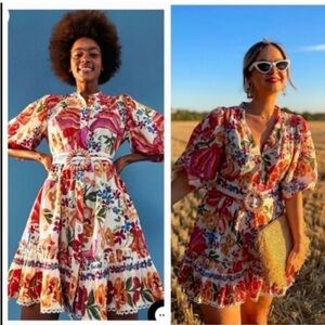 Farm Rio💕White Spring Bananas Belted Mini Dress